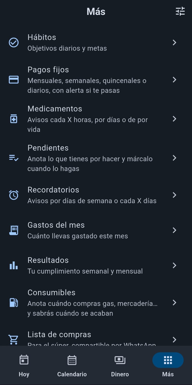 Foto: widget de Tu Agenda en la pantalla de inicio